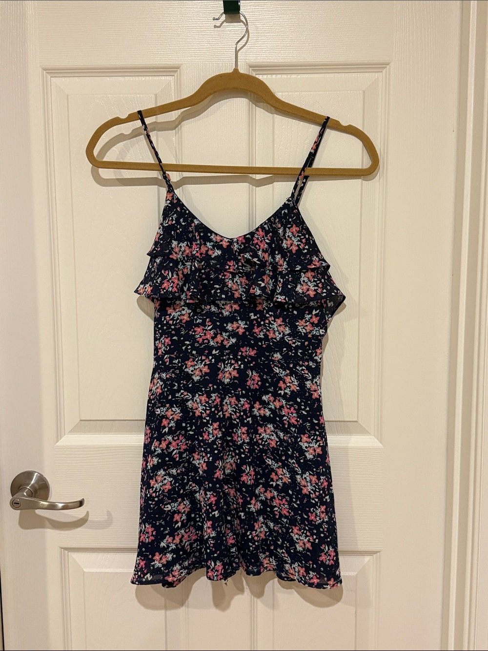 Candie's Navy Floral Romper with Pink & White Flowers